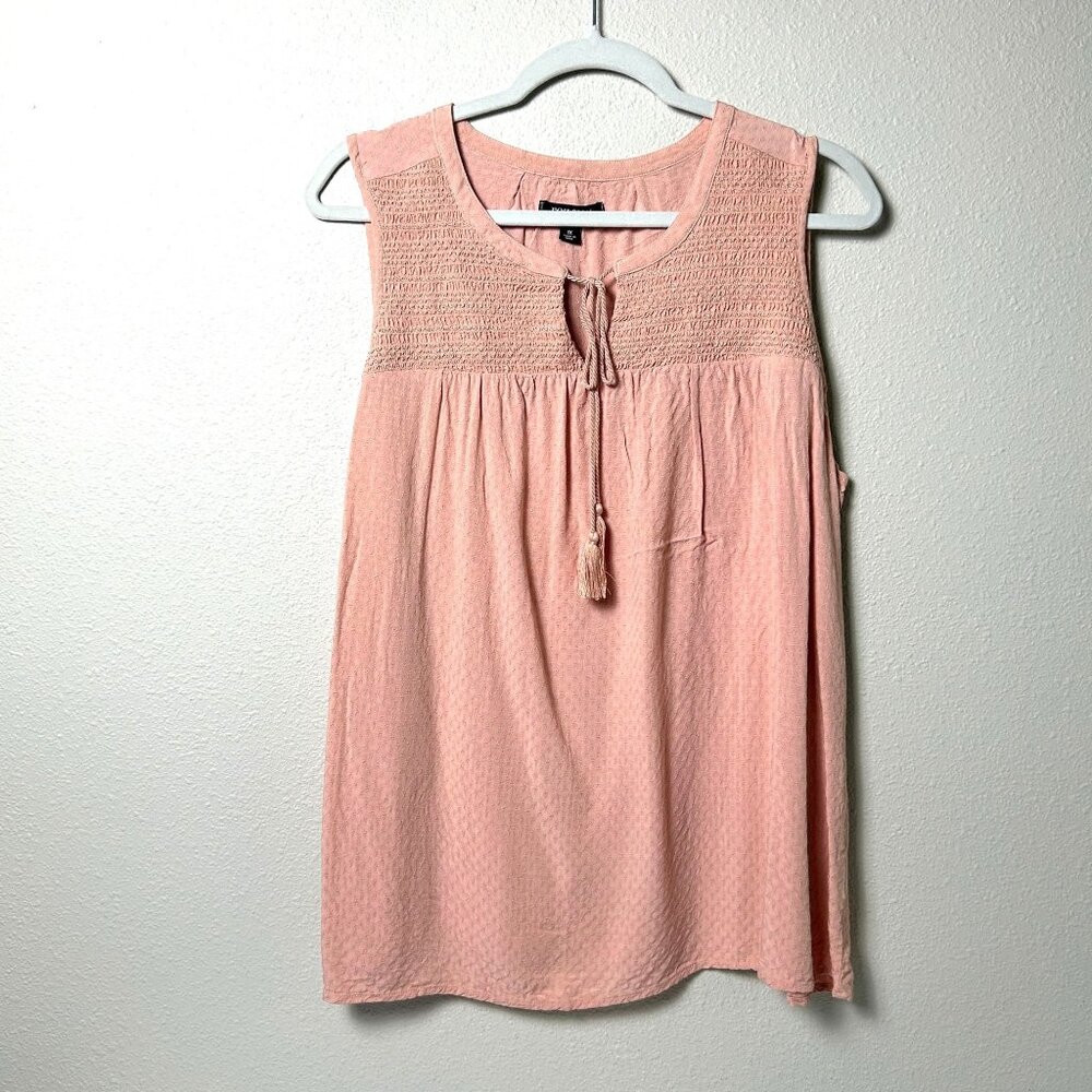 Sleeveless Blouse with Tassel Tie - Pink